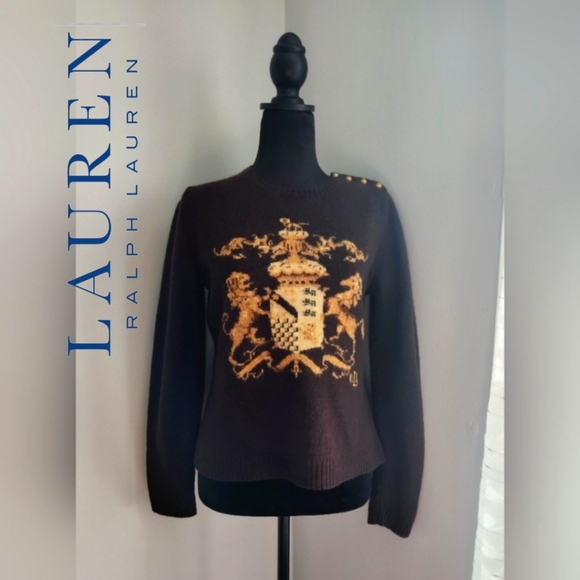 Lauren Ralph Lauren Sweaters - Ralph Lauren Brown Crest/Coat of Arms Sweater Size Large